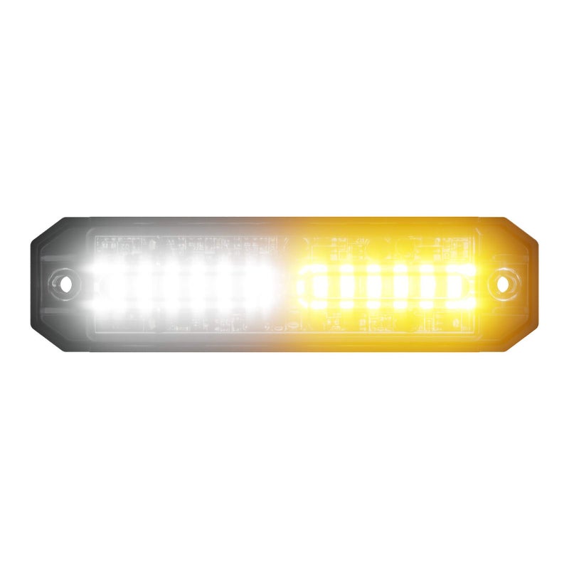 Abrams Ultra Series [Amber/White] 36W - 12 LED [SAE Class-1] Snow Plow Truck Vehicle [Dual Color] LED Grille Light Head Surface Mount Strobe Warning Light [69+ Patterns] - Image 1
